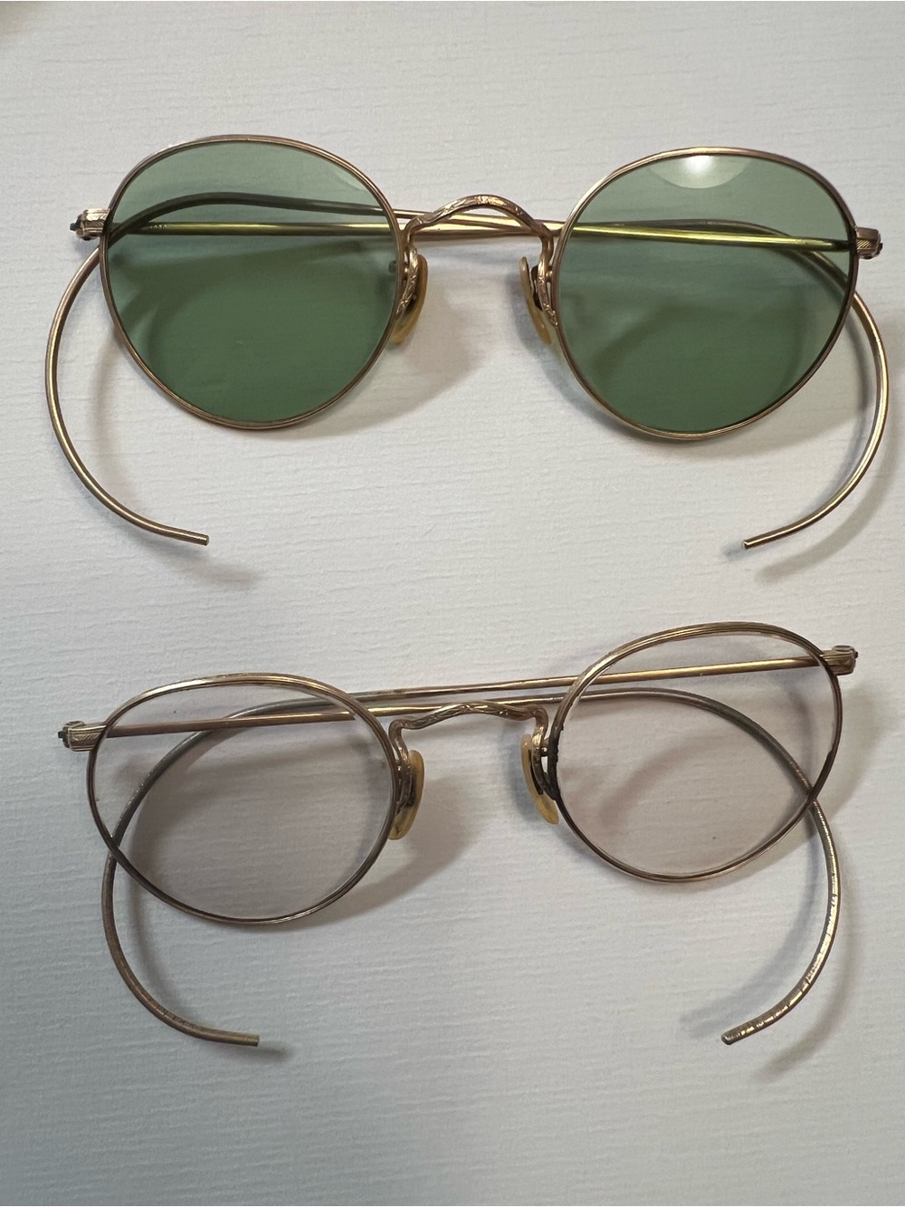 B&L Vintage Ful Vue Round Gold Frame Eyeglasses with Green & Light Tint - Picture 2 of 8